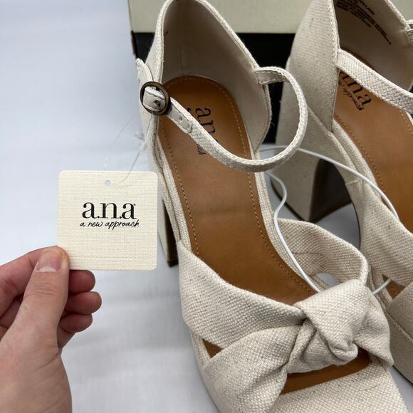 a.n.a Womens Holland Heeled Sandals Cream Natural Platform Size 7M - Picture 4 of 10